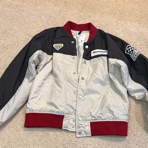 Abercrombie Kids Red and Black bomber style race jacket size 11/12